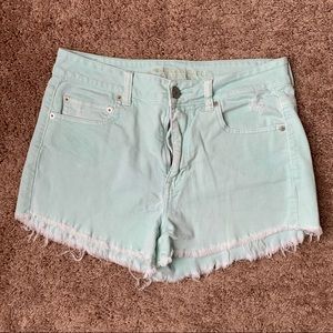 Womens American Eagle Mint Green Denim Shorts